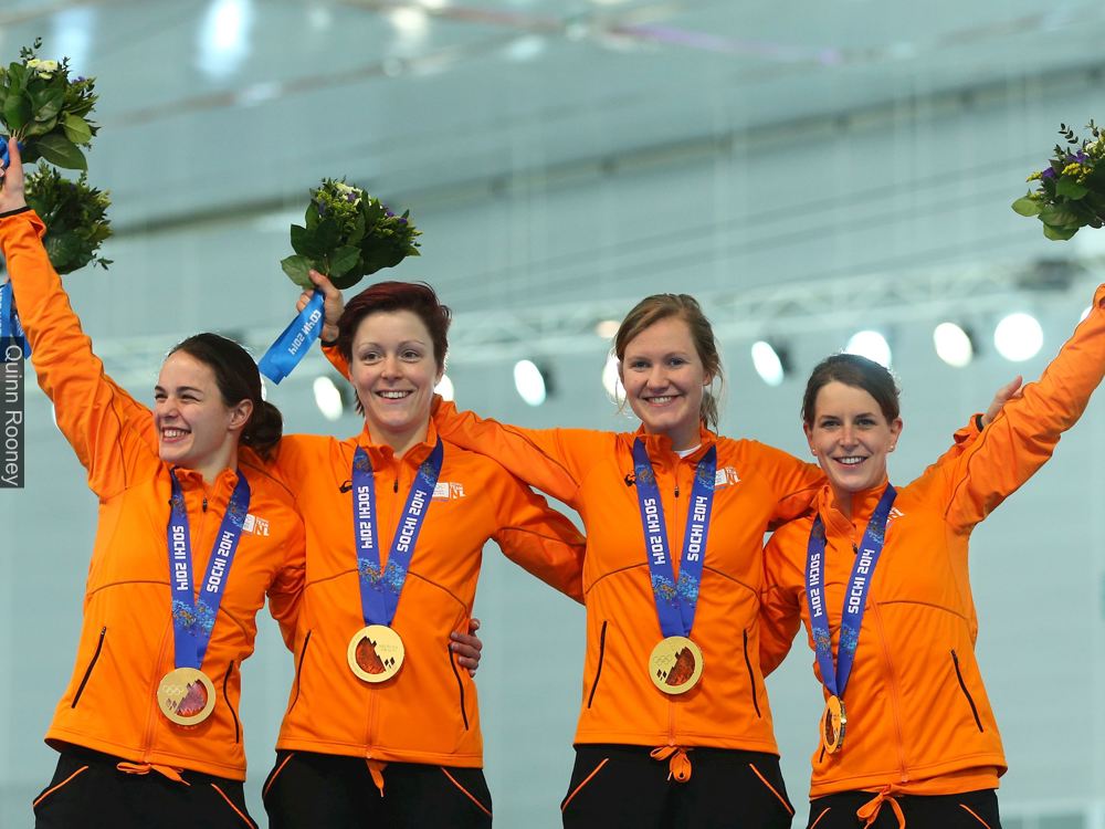 Ploegachtervolging Sochi vrouwen podium